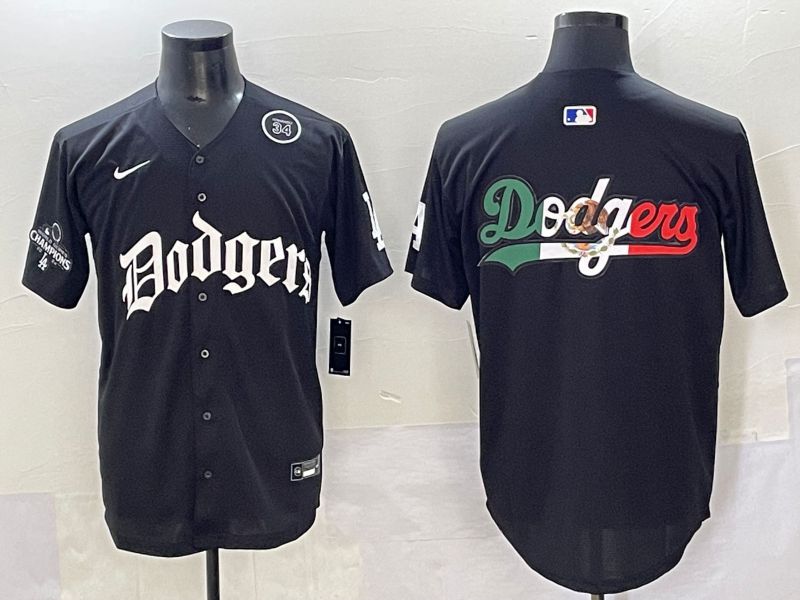 Men 2025 Los Angeles Dodgers Blank Black Seventh generation Joint Name Nike MLB Jersey style 25